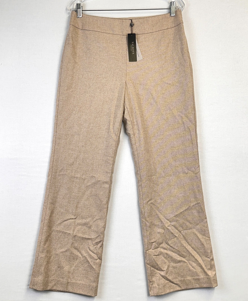 Talbots Classic Side Zip Wool Blend Pants Beige Women's Petite Size 10P